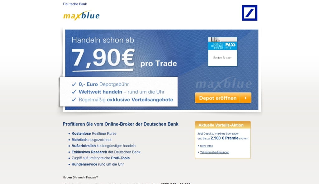maxblue bietet Prämie für Neukunden mit Depotübertrag ...