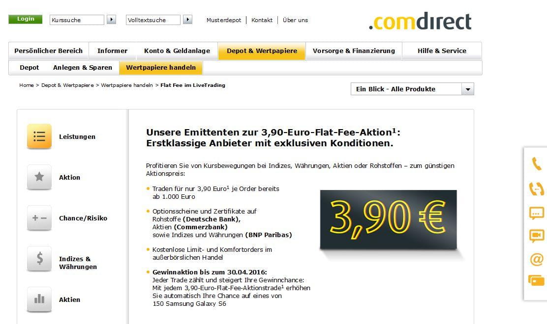 Comdirect Wirbt Mit 3 90 Euro Flat Fee Und Smartphone Gewinnspiel Aktien Depot De