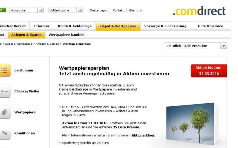 Comdirect Wertpapiersparplan