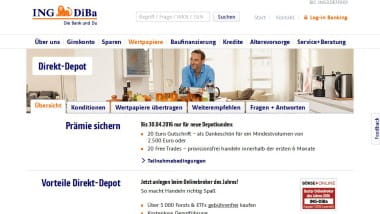 ING-DiBa Neukundenaktion: 20€ Gutschrift oder 20 Free Trades für alle Neukunden bis Ende April