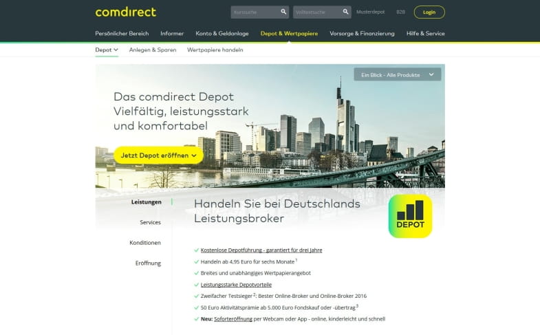 comdirect Shoppingseite