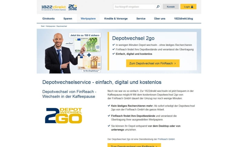1822direkt Depotwechsel