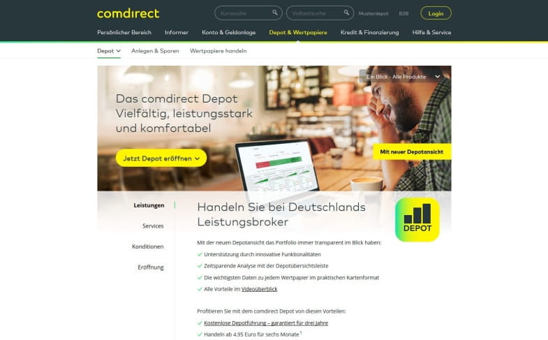 comdirect Depotfunktionen