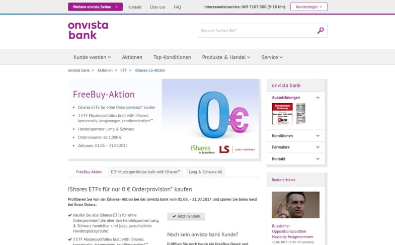 OnVista Bank FreeBuy Aktion