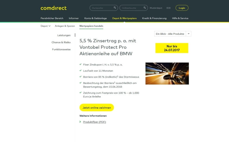 comdirect Vontobel Protect Pro Aktienanleihe