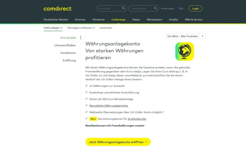 comdirect Währungsanlagekonto