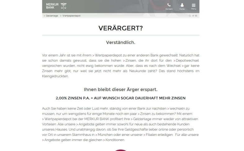 Merkur Bank Depot Festgeld